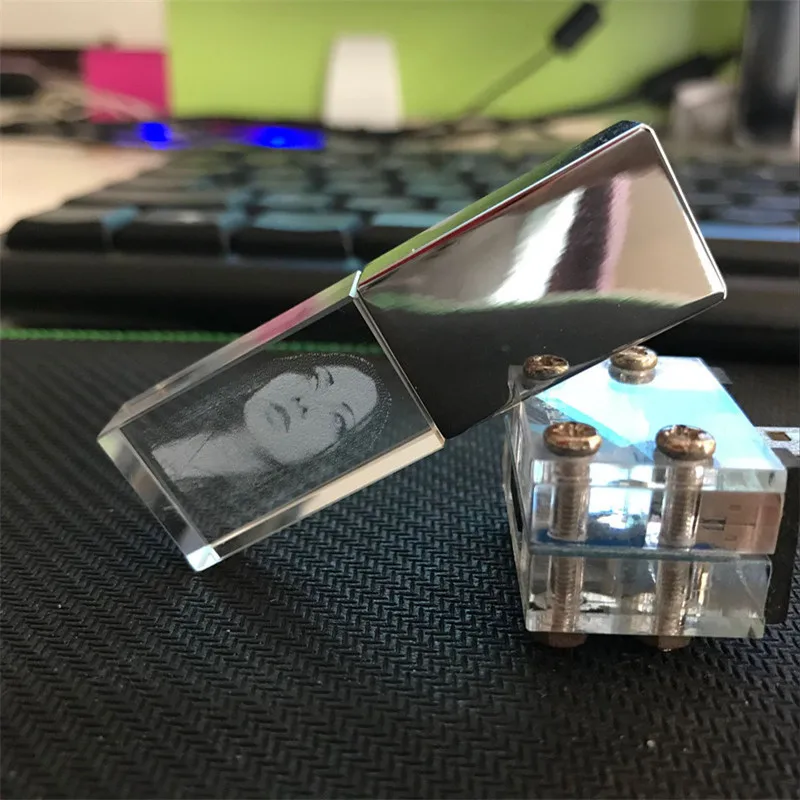 Кристальный USB 2,0 флэш-накопитель с печатью на заказ 16 ГБ 4 ГБ 8 ГБ 32 ГБ флеш-накопитель u-диск Подарочная фотография