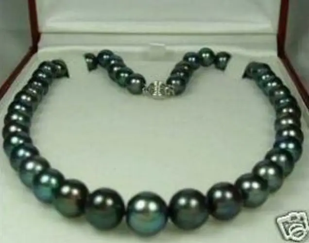 

8-9mm Tahitian Black Natural Pearl Necklace 18" AAA