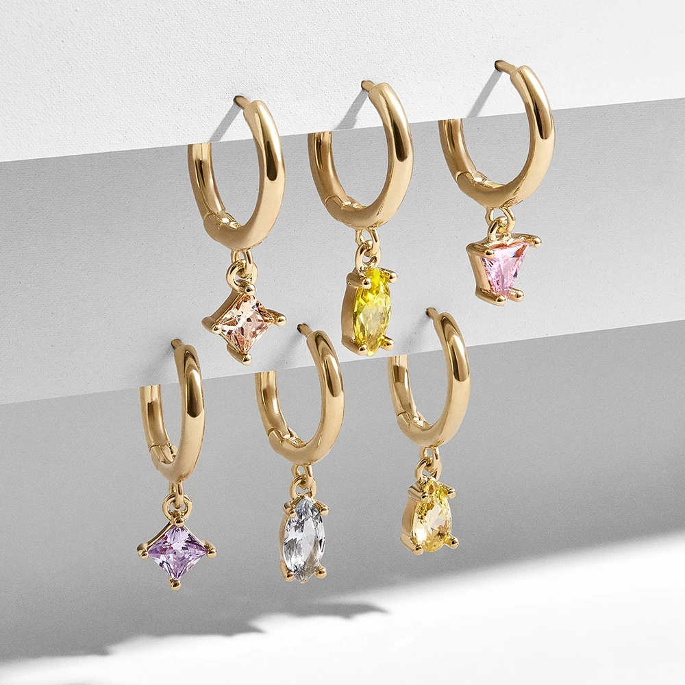 6pcs set ZC Маленькие золотые серьги в стиле панк для женщин BA этнические металлические эмалированные круглые массивные разноцветные висячие серьги с кристаллами Свадебные Ювелирные изделия Подарки - Окраска металла: 6pcs set ZC