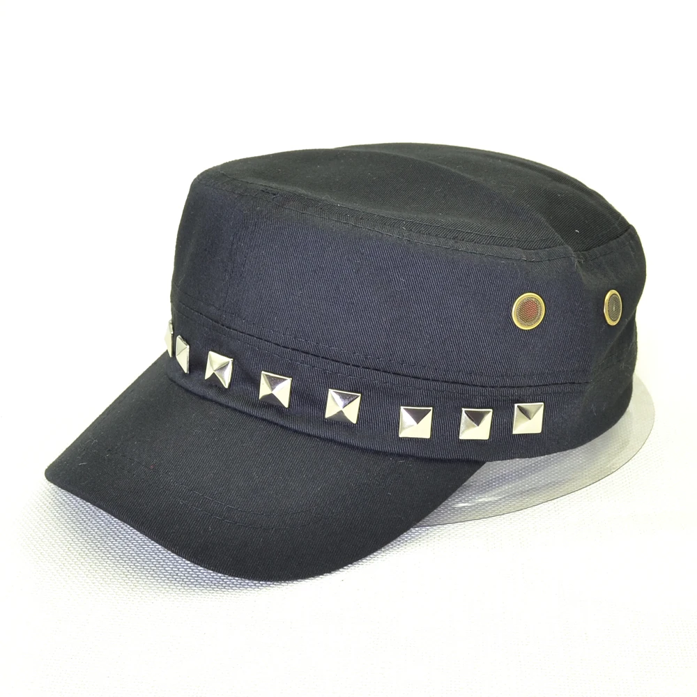 Заклепки армия Кепки с плоским верхом Snapback шляпа одноцветное Цвет Шапки для Для