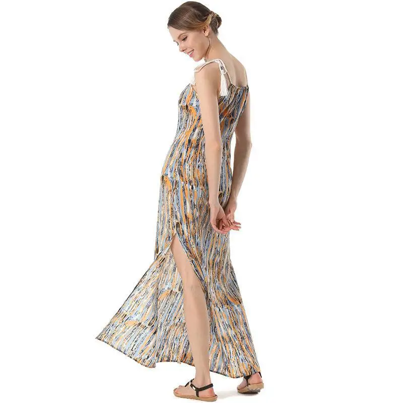 Новое модное летнее платье 2018 Симпатичные Цветочный принт в богемном стиле