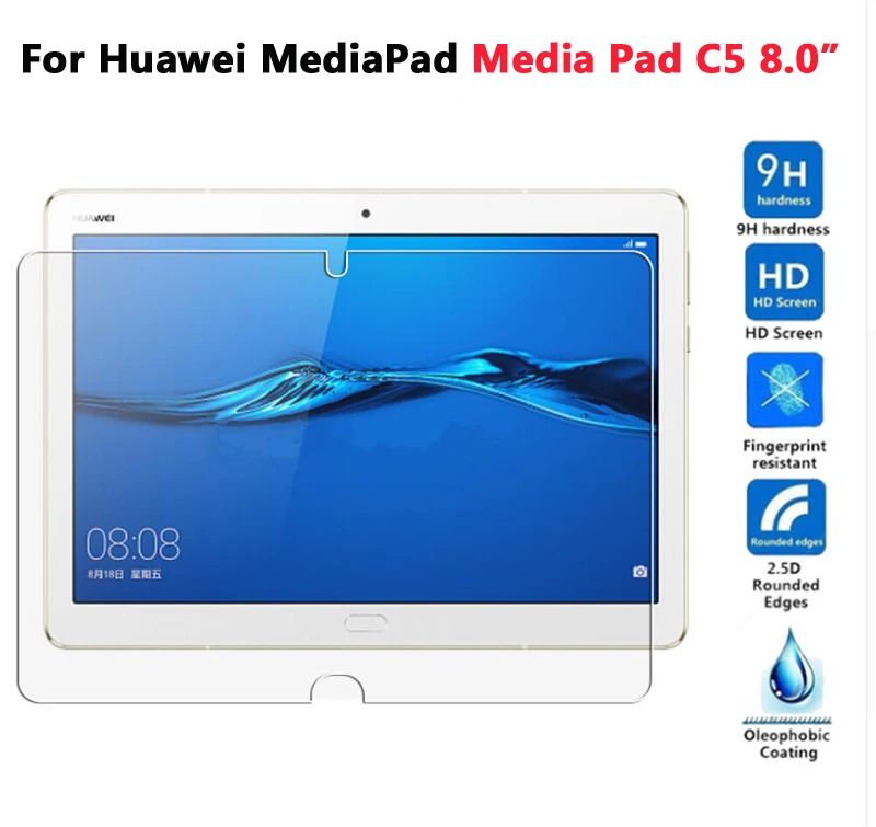 С уровнем твердости 9H закаленное Стекло для huawei MediaPad T3 8,0 10 дюймов T1 7,0 8,0 дюймов T1 10 9,6 дюймов T5 10 C5 Экран защитная плёнка для НУА Вэй - Color: Media Pad C5 8.0