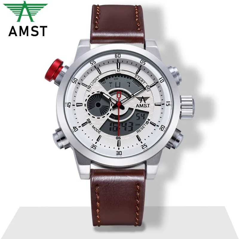 Мужские Цифровые часы с двойным дисплеем военные наручные мужские модные