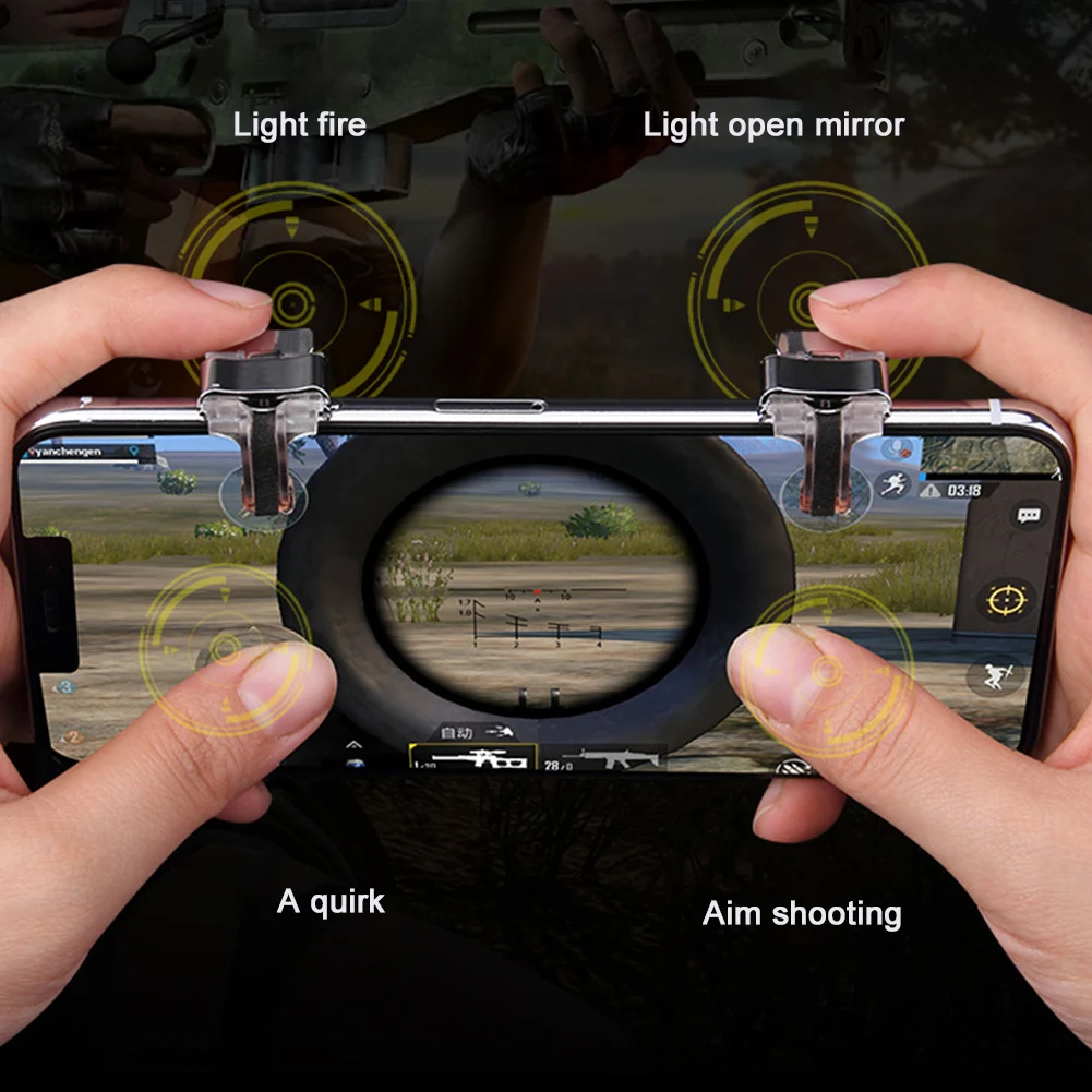 2 шт. триггер три ключа нажатия сотового телефона игровой Кнопка огня смартфон