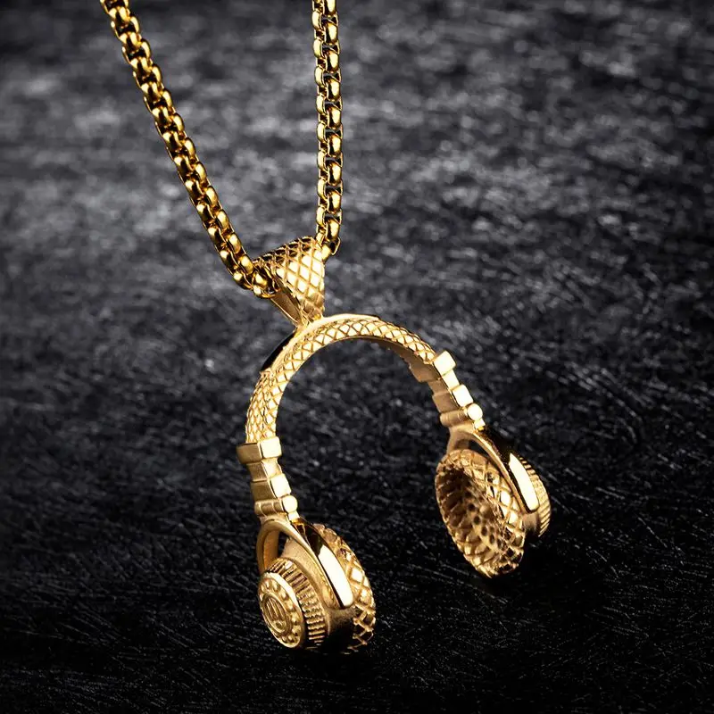 Музыкальная подвеска в виде наушников мужское ожерелье хип хоп ювелирные