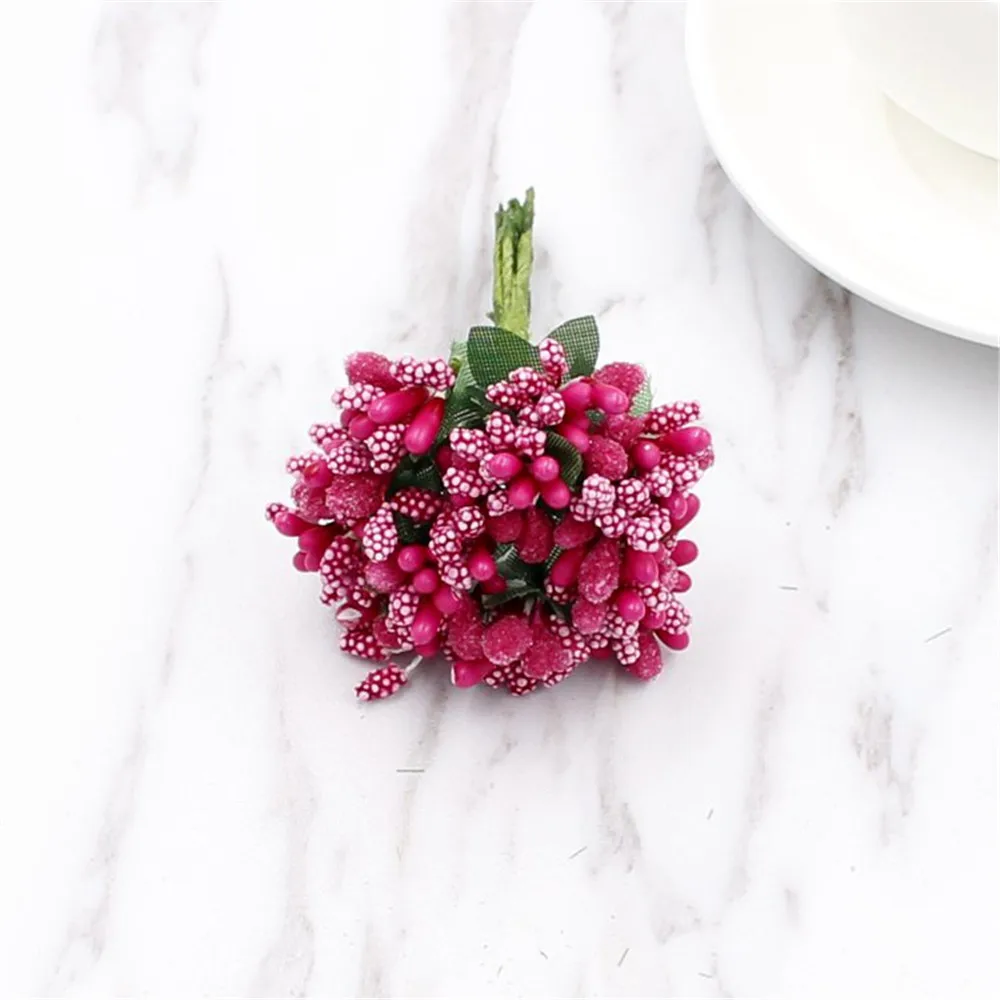 Nine red 12 шт. тычинки Искусственные цветы ягоды DIY венки венок для украшения свадьбы ремесло гирлянда декоративные цветы - Цвет: Nine red