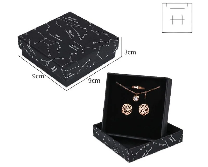 9x9x3cm Органайзер для ювелирных изделий, 100 шт./лот, коробка для ювелирных изделий, белая черная бумажная коробка, кольцо, серьги, ожерелье, подвеска, чехол для переноски, логотип на заказ - Цвет: 9x9x3cm