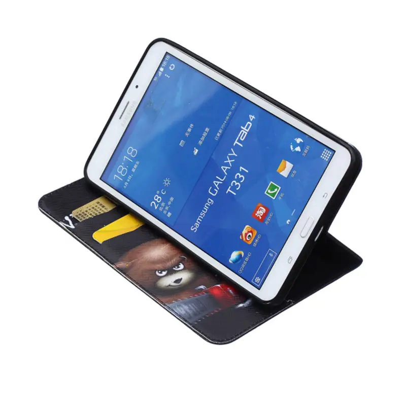 Чехол для samsung Galaxy Tab 4 T330 T331 T335, защитный кожаный чехол-подставка с милой совой медведем для SM-T330 8,0"