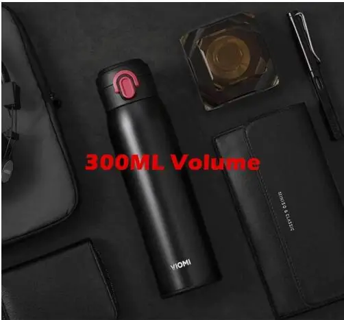 Черный Термос Xiaomi Mijia VIOMI mi Cup из нержавеющей стали, вакуумная умная бутылка, 24 часа, колба, термос для воды, одна рука, Вкл/закрывает - Цвет: Черный