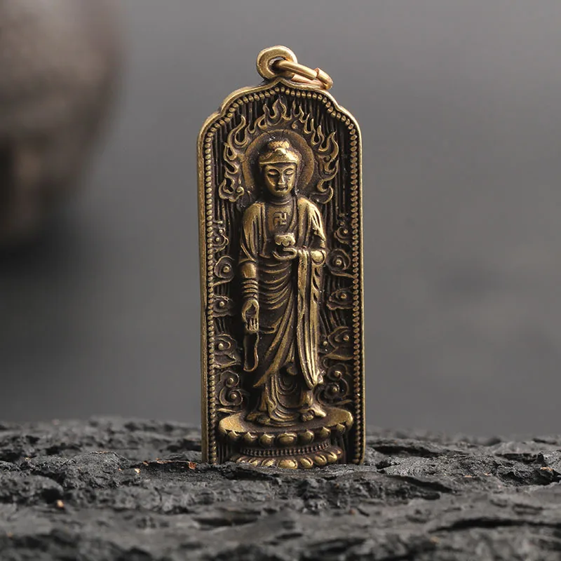 Buddha Pendant Медный брелок Будда Кулон Буддизм Кулон «мантра» ожерелье латунный брелок винтажный Свастика Ом Мани Падме ГУМ амулет в подарок - Цвет: Buddha Pendant