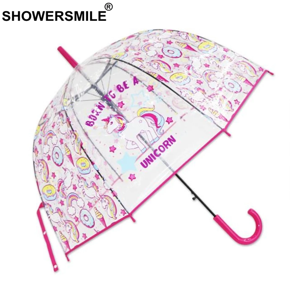 SHOWERSMILE Единорог детский зонтик прозрачный дождевой Зонт Детский мультфильм