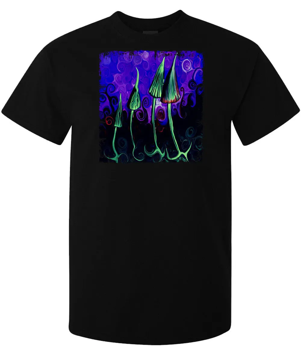 Dark Mushroom Trip Green Magic Shroom Art Мужская (женская в наличии) футболка Черная крутая