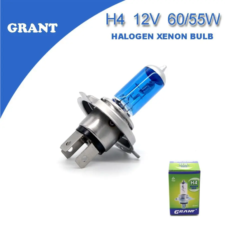 GRANT 2 шт. H4 DC12V 60/55 Вт галогеновые Ксеноновые лампочки 6000 К ясно белый автомобиль