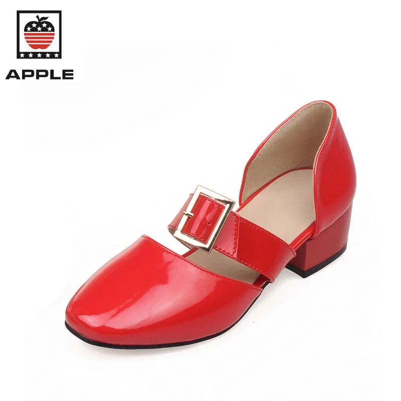 Apple новое лето женщины сандалии низкий каблук лодыжки wrap Гладиатор мода красный