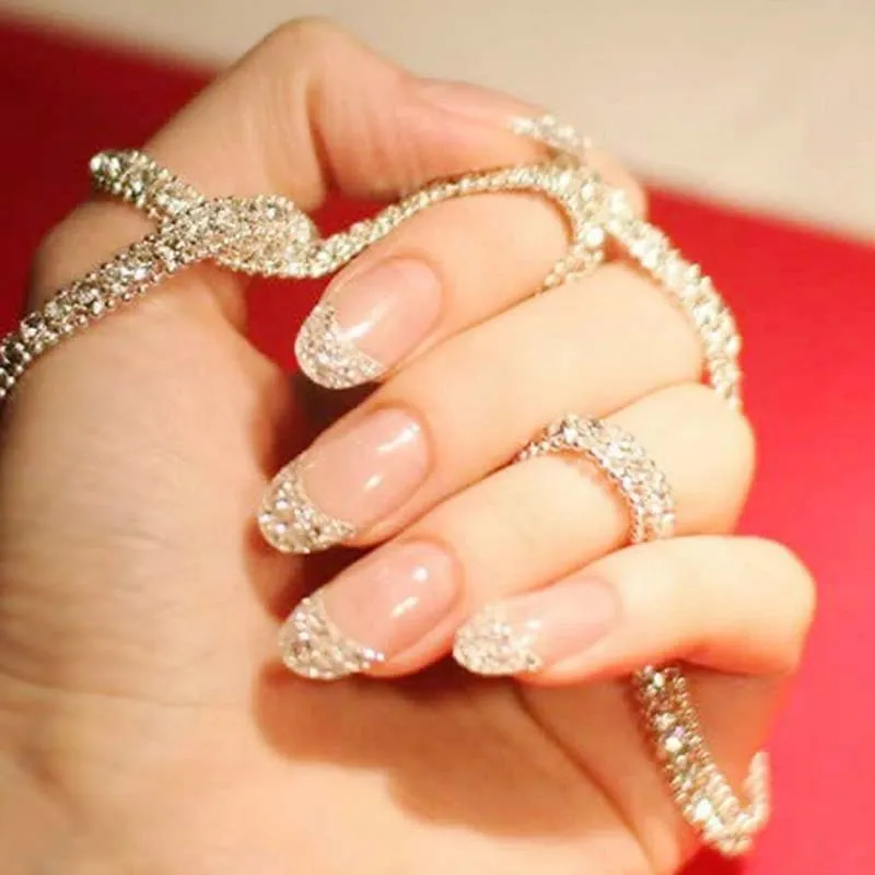 24 шт./компл. блестящие накладные ногти с круглой головкой нажимайте на узор для