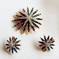 2018 new accessories antique sparks blue drills retro female ears clip brooch sets
