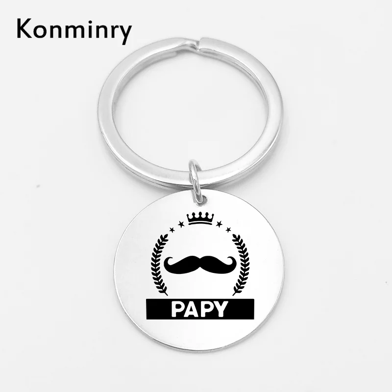 8 Супер папы из нержавеющей стали Длинные Брелки держатель круглой формы Серебряный цвет дедушка подарки Ювелирные изделия Konminry - Цвет: 8