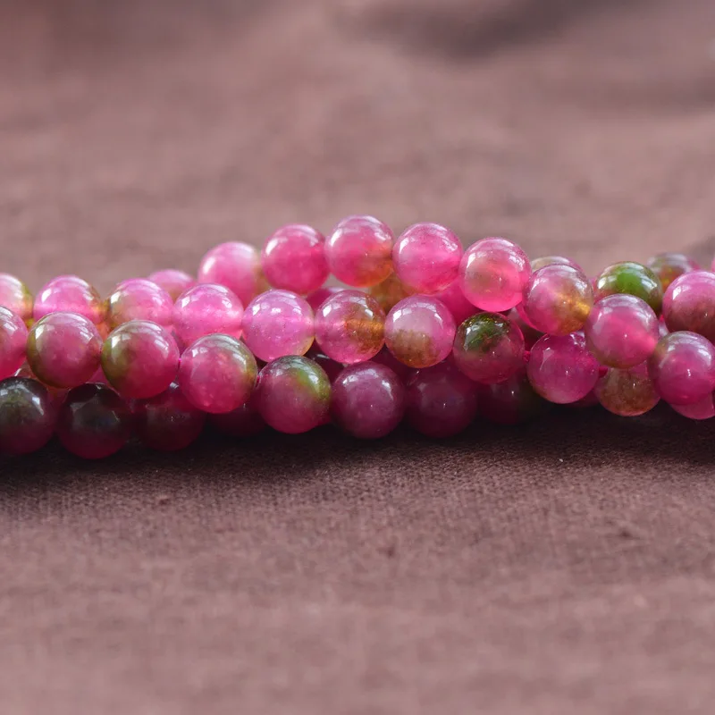 Wholesale Natural 5A Watermelon tourmaline Round bead Stone Beads For Jewelry Making DIY Bracelet Necklace Strand Crystal | Украшения и
