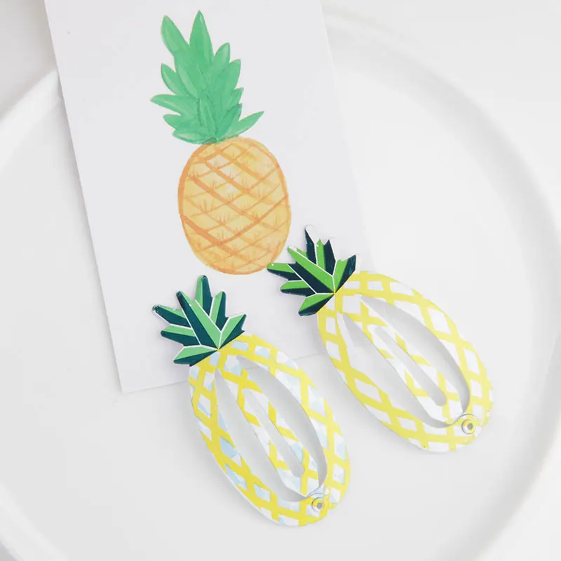 2 шт./компл. милые металлические заколки с изображением фруктов для маленьких