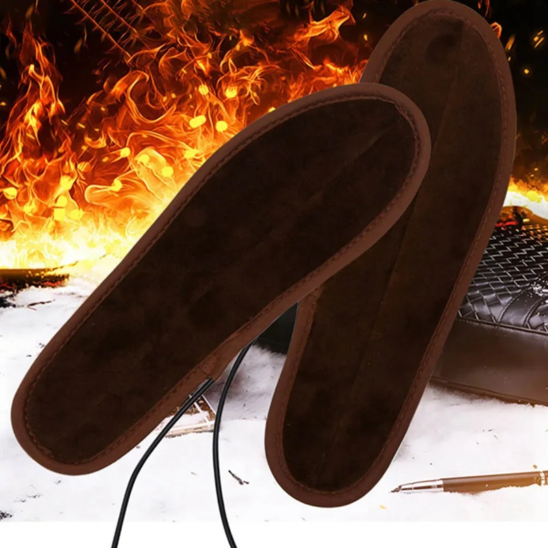 Новые плюшевые меховые стельки с питанием от USB, зимние теплые стельки для ног, размеры 36-44