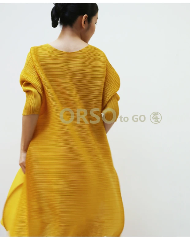 Miyake платье модное платье трапециевидной формы с О-образным вырезом три четверти