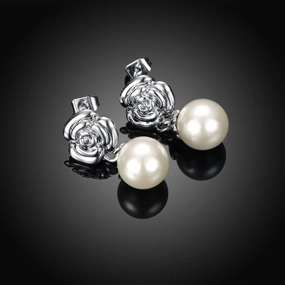 Цветок и жемчужные подвесные fantaisie pendantes boucle d'oreille orecchini белые пластиковые donna