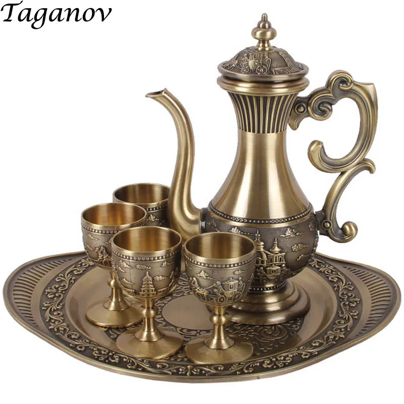 

Six-piece Set Wine set 4 goblets tray Flagon ancient wine set wedding favor wedding gifts shot glass beer cup wine pot decanter