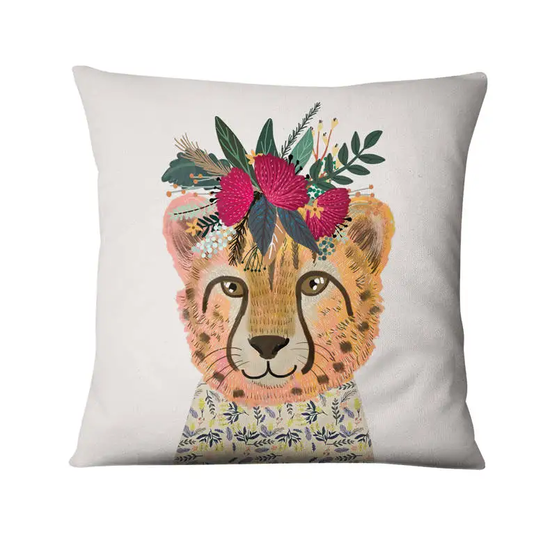 Супер мягкая бархатная наволочка с принтом животных в цветочек Декоративные