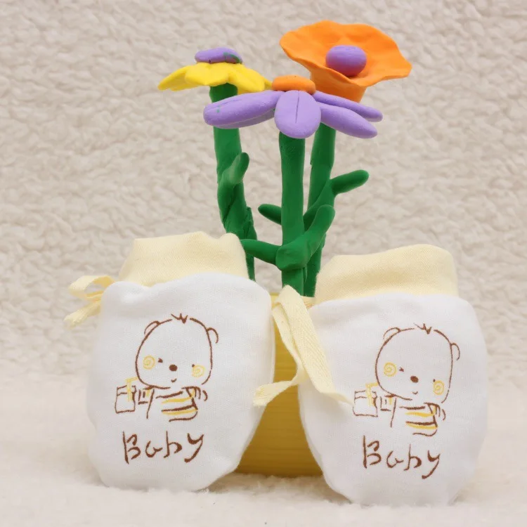 0-6 месяцев хлопковые детские теплые перчатки 2 пары варежки с мультяшным принтом