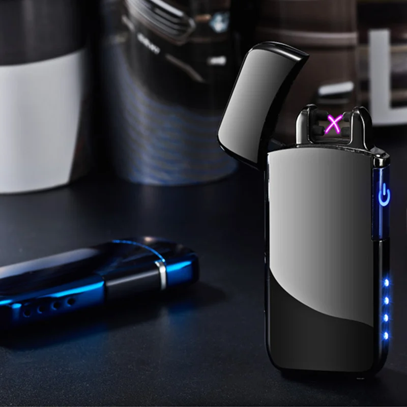 Умный сенсорный экран Двойная дуговая Зажигалка USB зарядка ветрозащитная