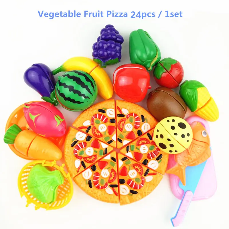 Пластиковые игрушки для фруктов и овощей, пицца для кухни, Игрушки для раннего развития и обучения, детские игрушки, 24 шт./компл. от AliExpress WW
