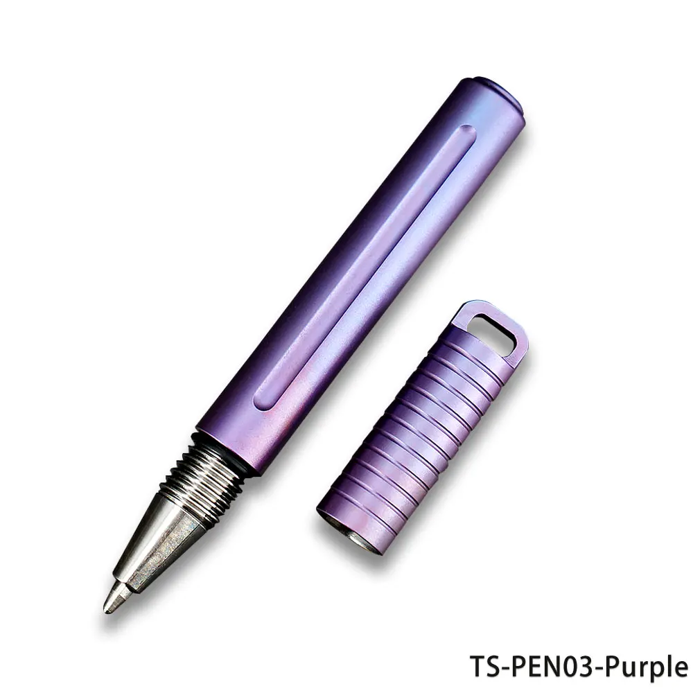 Purple TWOSUN мини TC4 титановый сплав ручка для деловых подписей ручка замок ручка с кольцом для ключей наружные инструменты Карманный EDC TS-PEN03 - Цвет: Purple