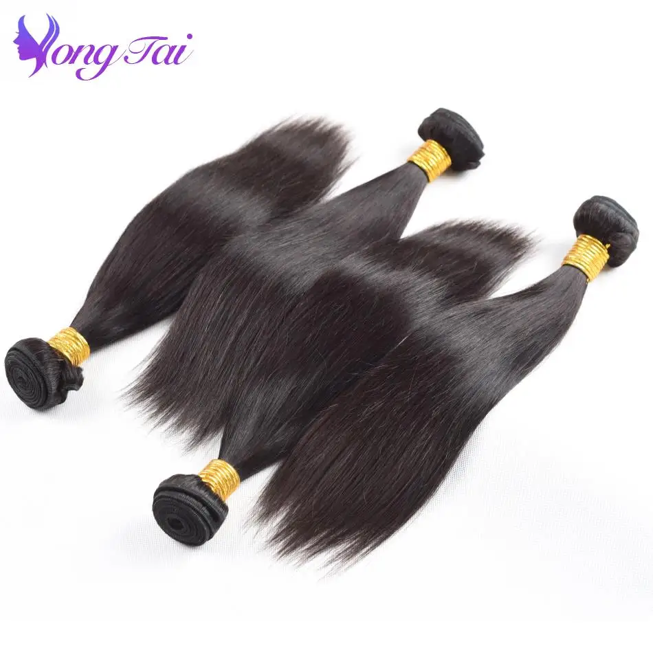 Перуанские прямые волосы 4 пучки с кружевным фронтальным натуральным цветом