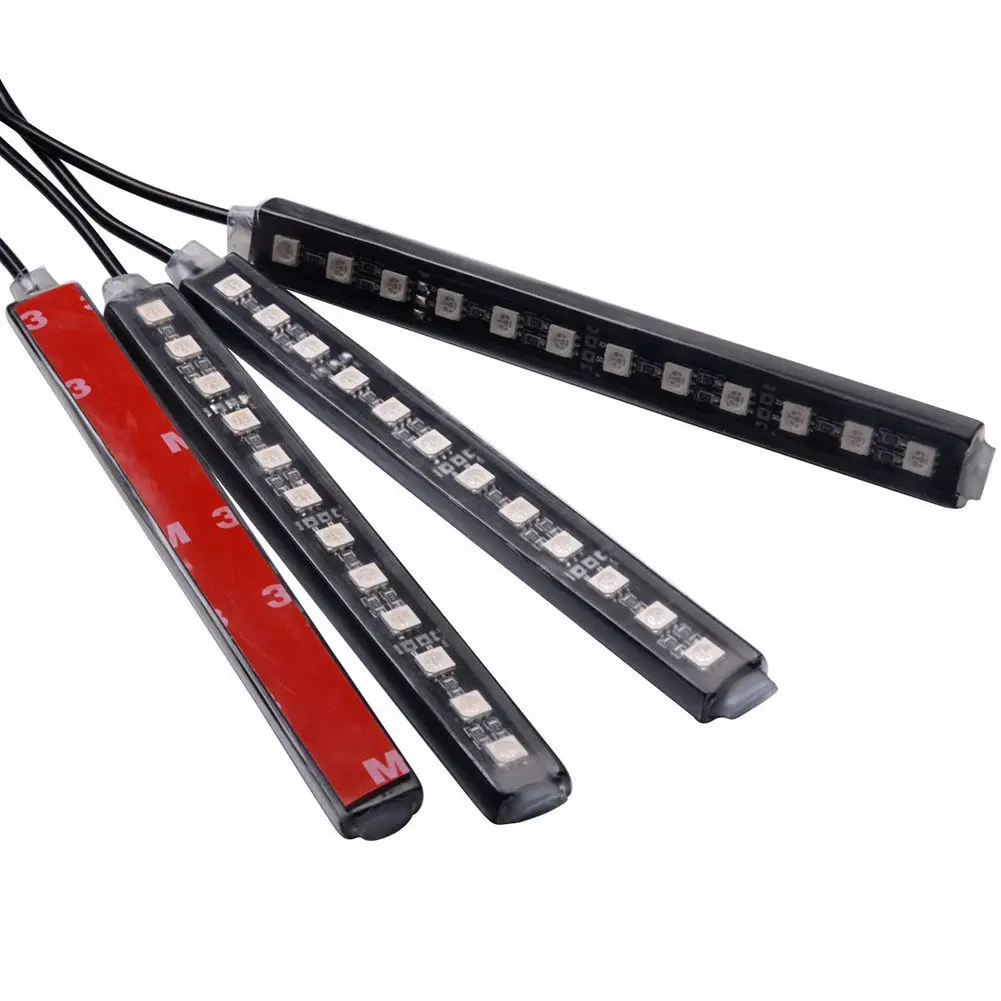 Цветная (RGB) 4 шт./компл. 12LED интерьер автомобиля атмосфера неоновый светильник