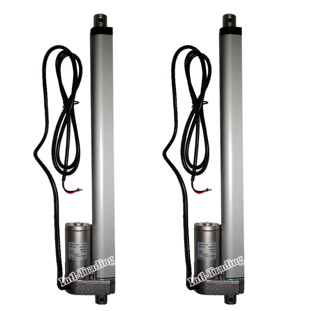 

2PCS 300mm/12 inch stroke 5.7mm/s 1500N/150KG load Heavy duty 12V DC mini linear actuators linear tubular motor motion