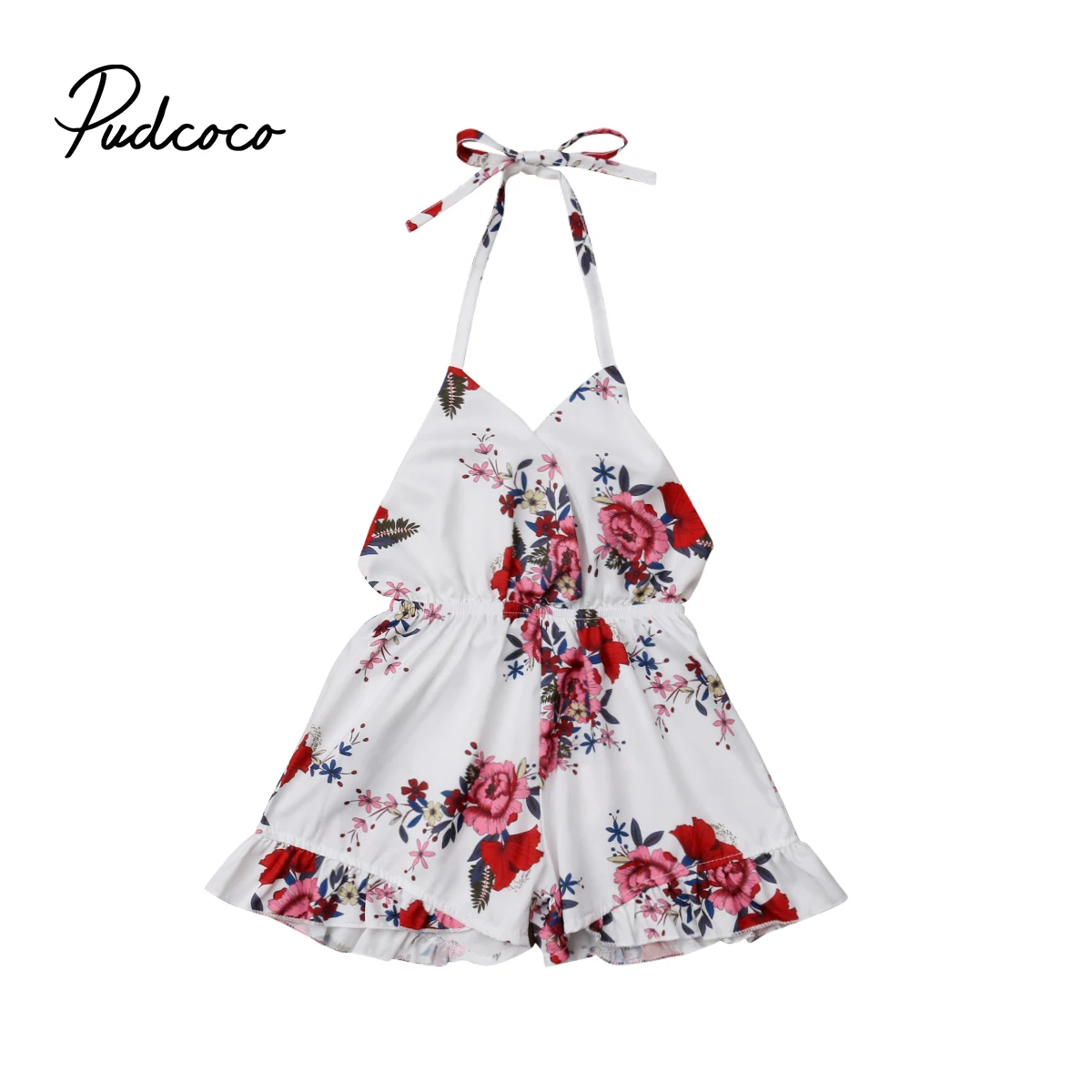 Лидер продаж Детский комбинезон с V-образным вырезом и цветочным принтом на