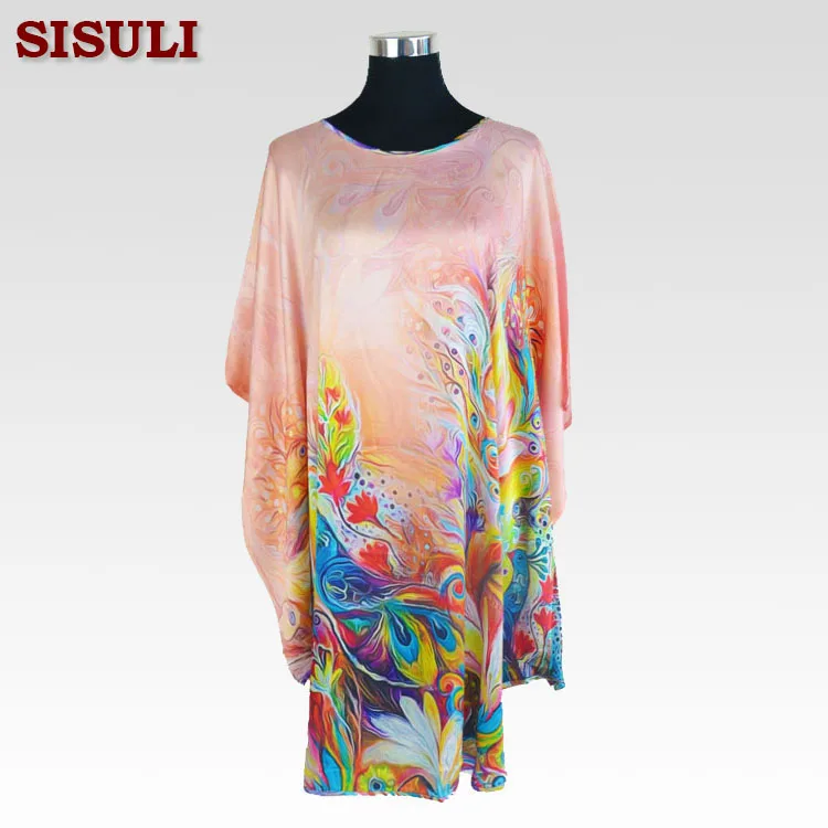 Шелковые пижамы платье 100% чистого шелка для женщин платья цветочным набивным