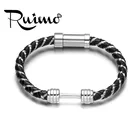 RUIMO браслет с гантелей кожаный спортивный браслет для мужчин 316l нержавеющая сталь манжета браслет трендовые ювелирные изделия
