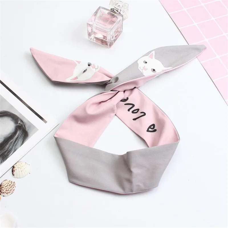 girls Accessories Кролик уши лук голову Для женщин девочек волосы руководитель группы кольца Обёрточная бумага аксессуары для Для женщин резинки для волос Hairband руководитель обёрточная бумага - Цвет: girls Accessories