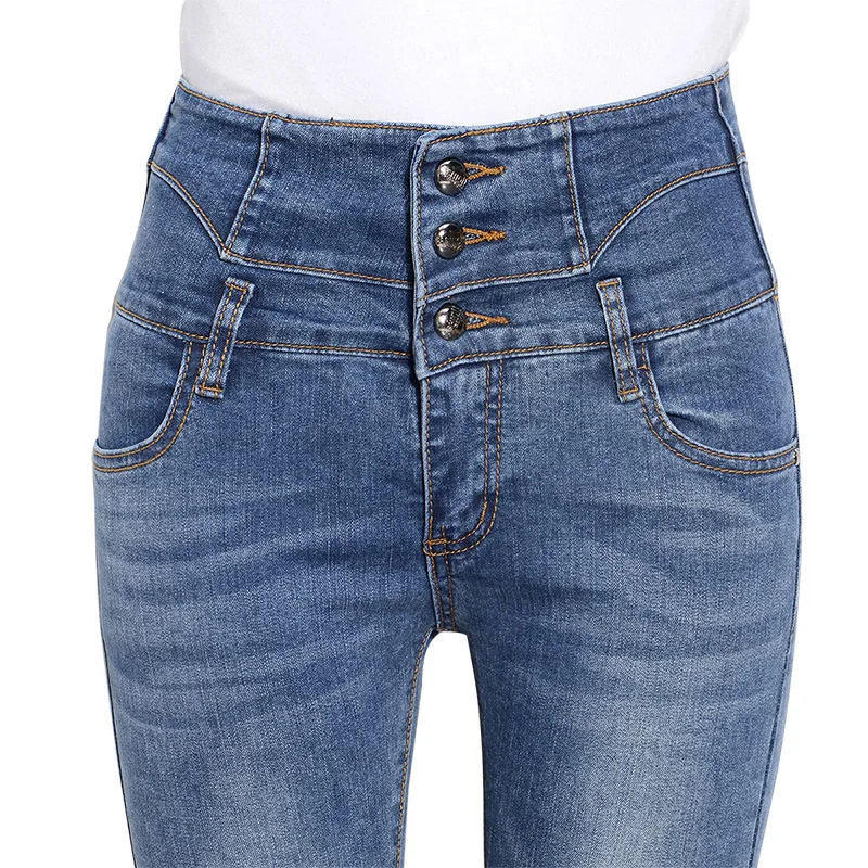 

2018 Autumn and Winter Plus Size High Waist Skinny Jeans Pencils Full Length Thick Velvet Warm Jeans Women Trousers Black Jeans