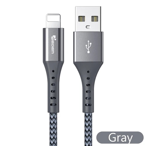 Серый USB кабель для iPhone, Tiegem Быстрый зарядный кабель для iPhone X 8 7 6 6s s 5 5S se iPad провод кабель для мобильного телефона - Цвет: Серый