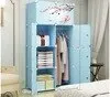 Красный DIY простой шкаф современный экономичный сборочный бытовой имитация дерева подвесной шкаф для хранения пластиковых тканей большой шкаф - Цвет: Красный