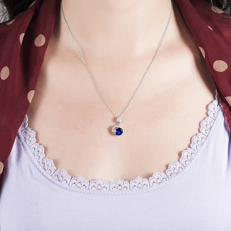 LOVERJEWELRY Твердое 14K белое золото бриллиант натуральная синяя Подвеска из танзанита