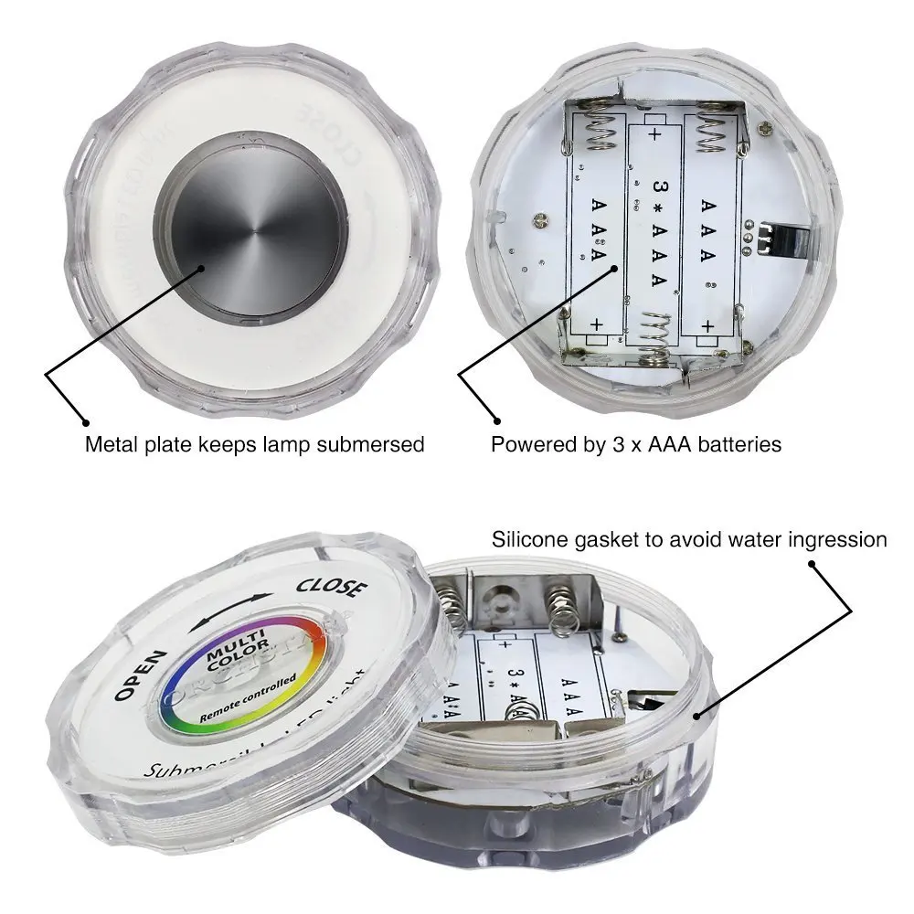 Светодиодный RGB Погружной подводный водонепроницаемый светильник с батареей s