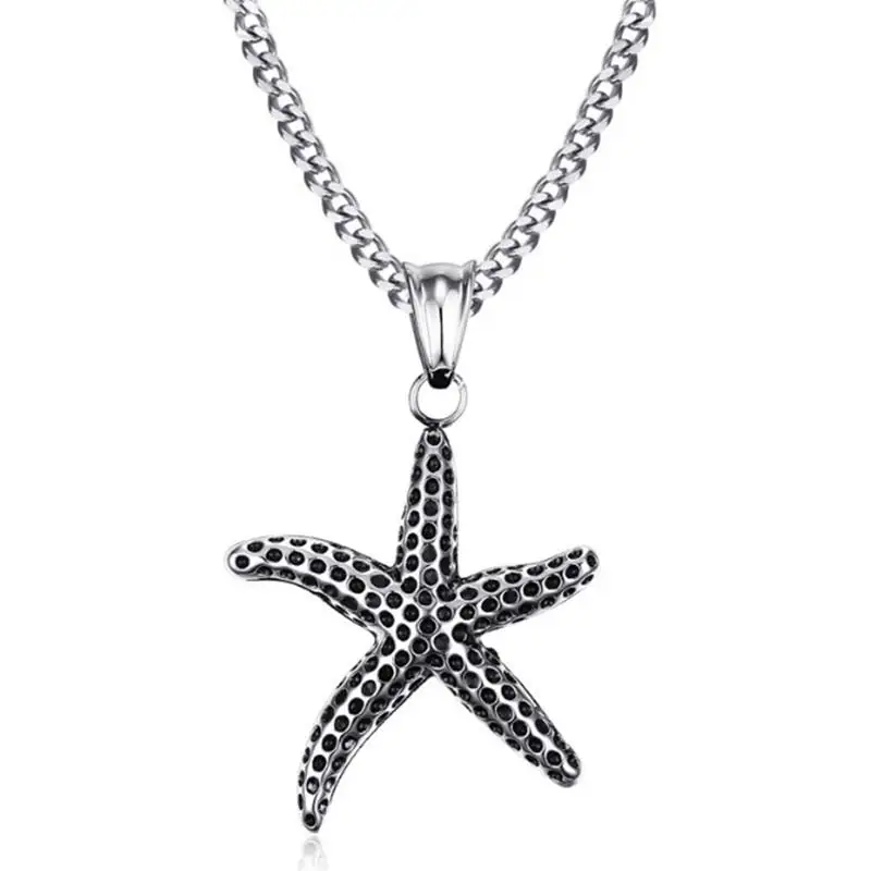 Ожерелье с подвеской в виде морской звезды Мужская цепочка из нержавеющей стали