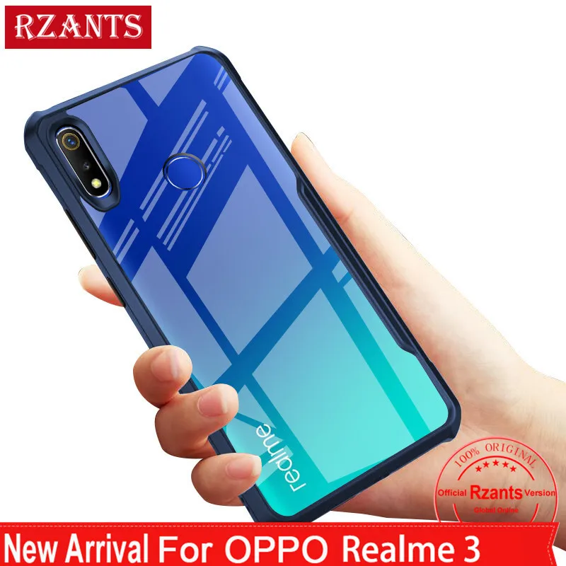 Rzants чехол для телефона Корпус для OPPO Realme 3 прозрачная задняя панель+ четыре угла ударопрочный тонкий чехол для OPPO Realme 3 - Цвет: Blue