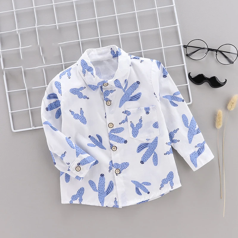 Новые осенние повседневные Детские рубашки с длинными рукавами и принтом