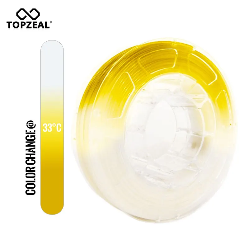 

TOPZEAL 3D Printer PLA Temperature Change Color Filament, Dimensional Accuracy +/- 0.05 , 1KG Spool, 1.75mm , Yellow To White