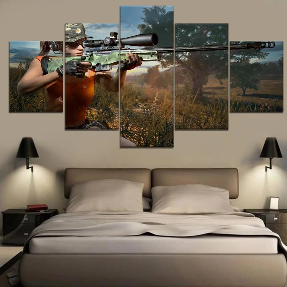 Плакат на холсте с Hd печатью украшение для дома 5 шт. картина игры Pubg Современная
