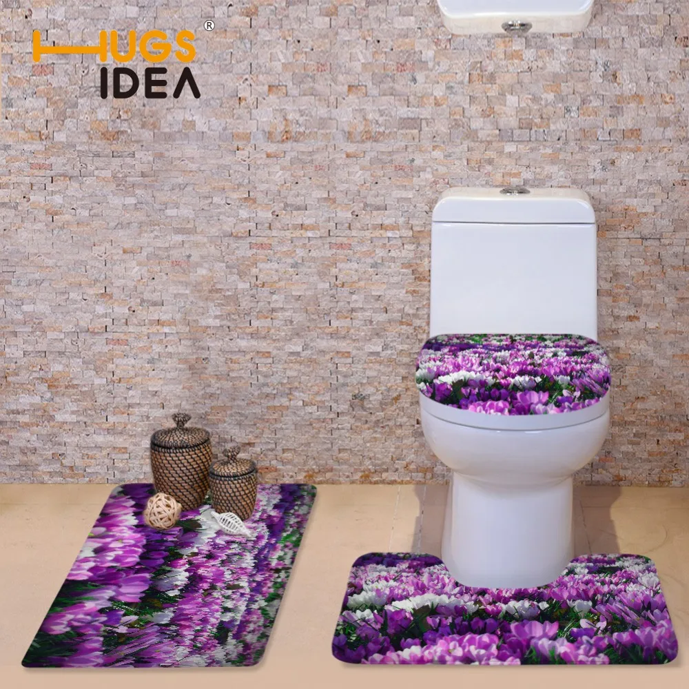 Чехол для унитаза HUGSIDEA в цветочек мягкий фланелевый ковер ванной комнаты толстый